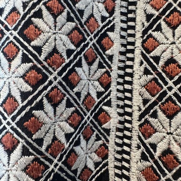 Madewell Women's Size 10 Dress Starflower Embroidered Black 100% Silk - Picture 8 of 13